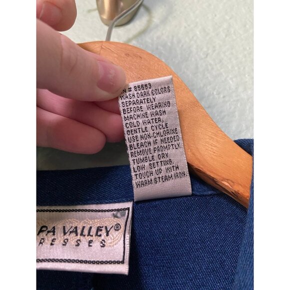 Vintage Napa Valley Dresses Women's Dress‎ and Jacket Blue Denim w/ Rocks Set 16 - Picture 10 of 11